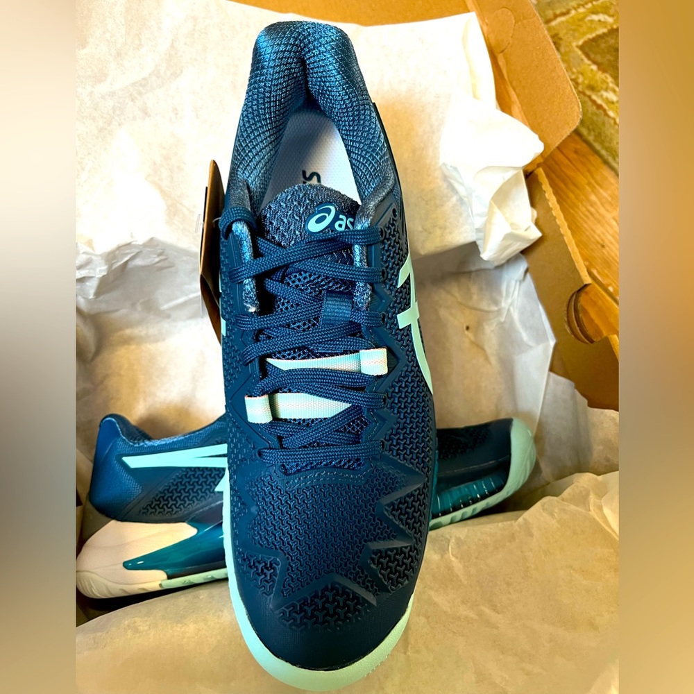 Brand new, in the box, women’s ASICS Gel-Resolution 8 tennis shoe, size 8.